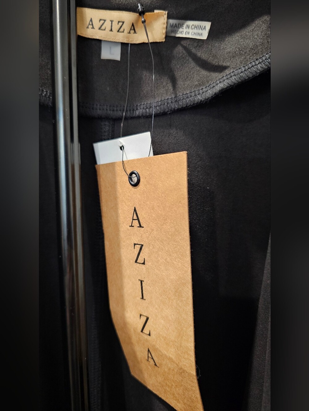 Aziza Black Embroidered Suede Duster Waterfall Jacket Women's Large & X-Large - Picture 4 of 13
